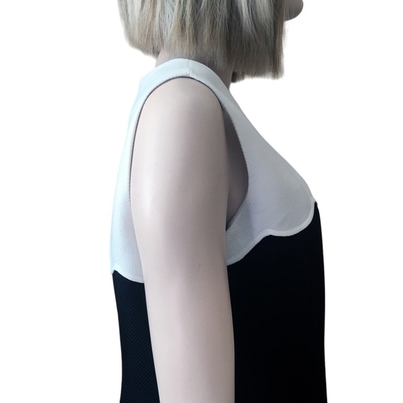 Tahari A. Levine Dress Sleeveless Boat Neck Scalloped Yoke Colour Block Shift - Picture 7 of 15